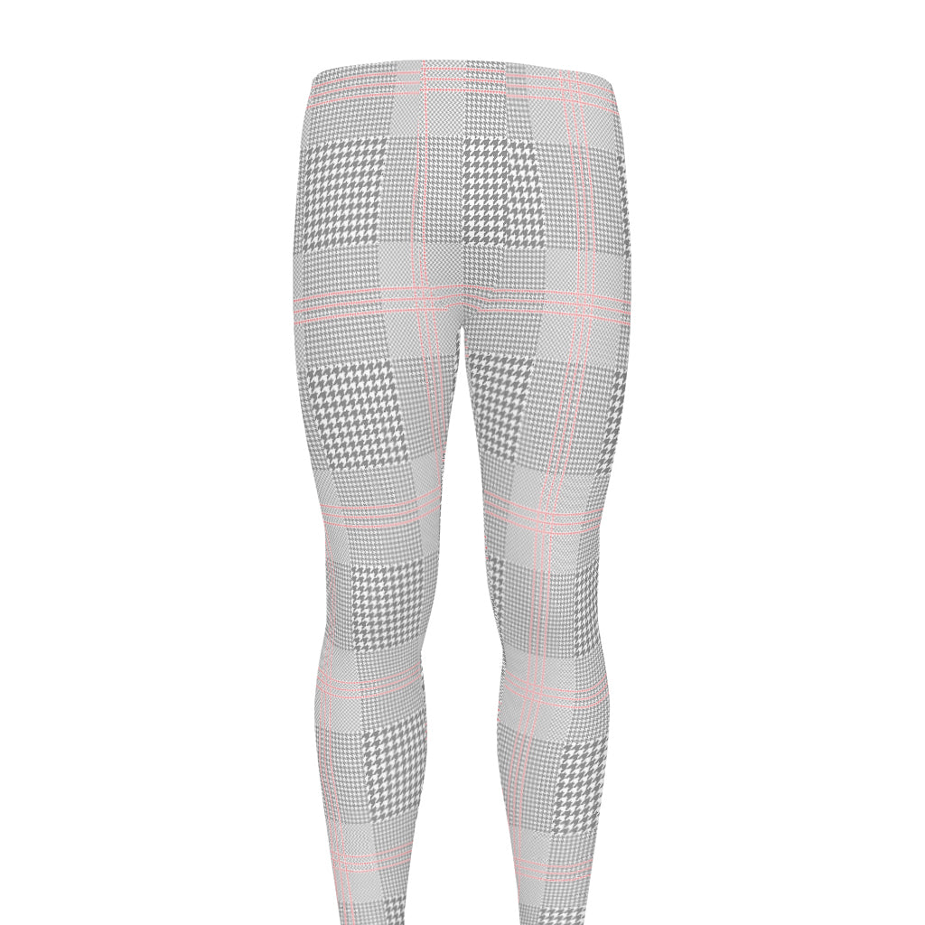 Grey Prince of Wales Check Print Men's leggings