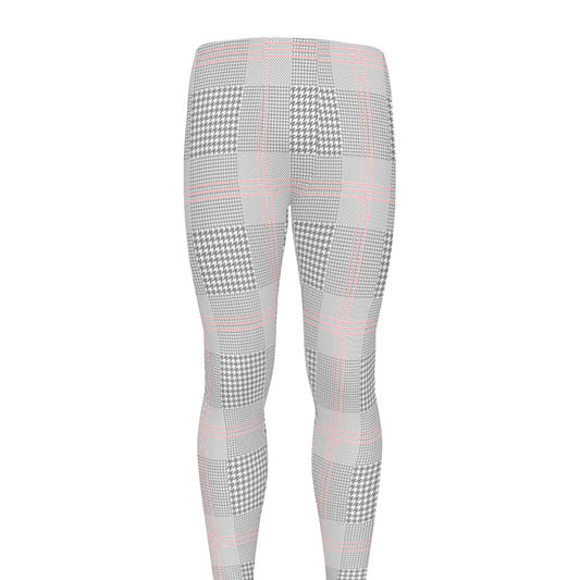 Grey Prince of Wales Check Print Men's leggings