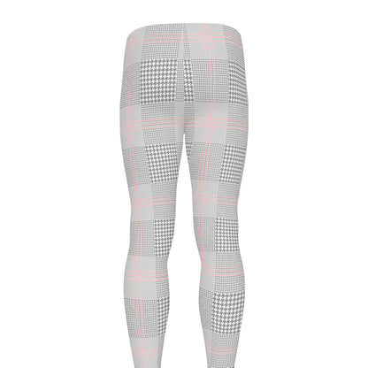 Grey Prince of Wales Check Print Men's leggings