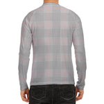 Grey Prince of Wales Check Print Men's Long Sleeve Rash Guard