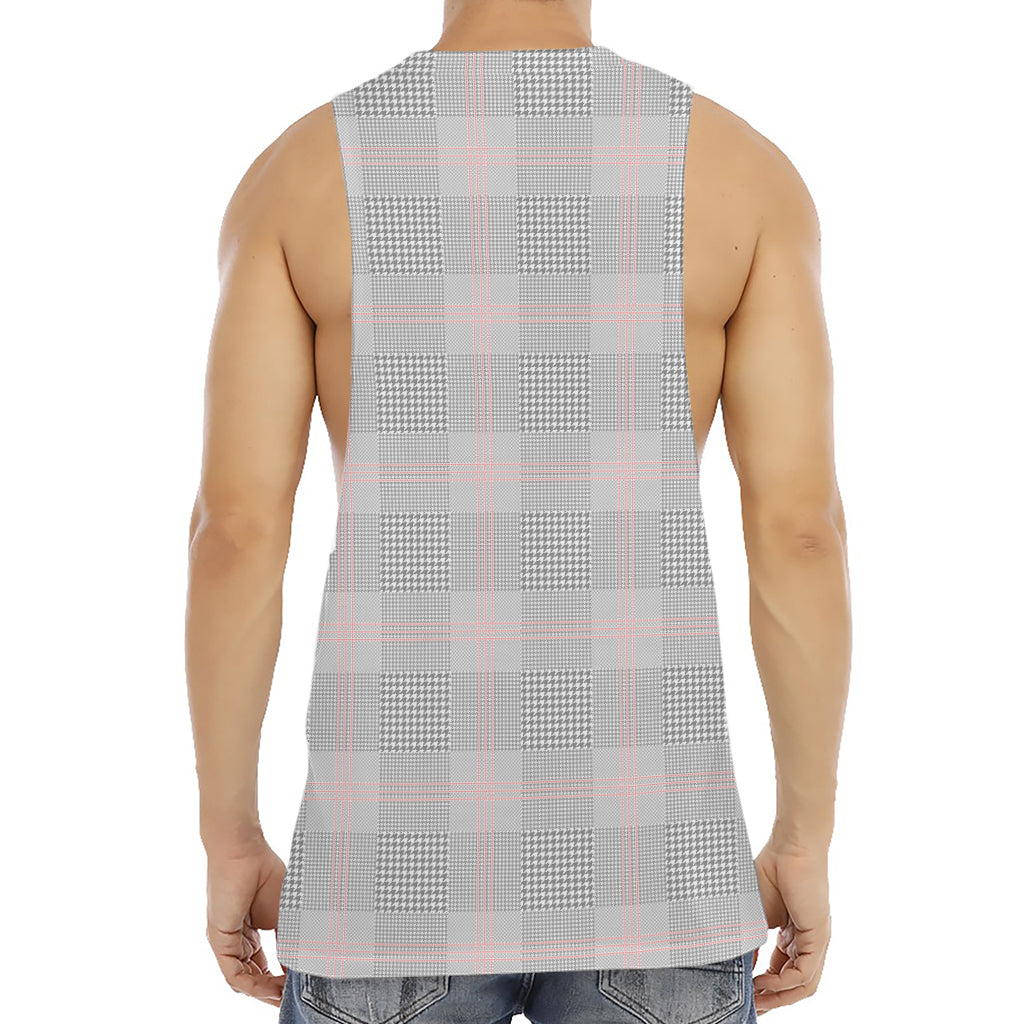 Grey Prince of Wales Check Print Men's Muscle Tank Top