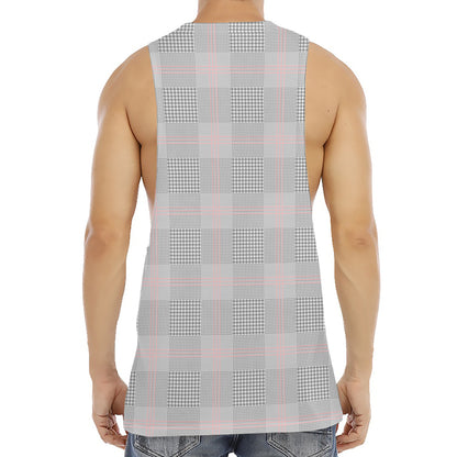 Grey Prince of Wales Check Print Men's Muscle Tank Top