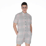 Grey Prince of Wales Check Print Men's Rompers