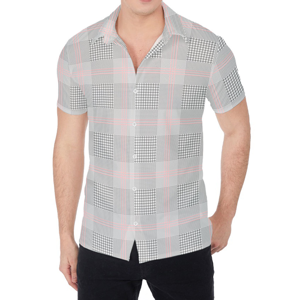 Grey Prince of Wales Check Print Men's Shirt
