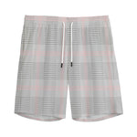 Grey Prince of Wales Check Print Men's Sports Shorts