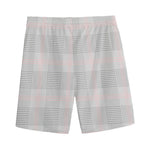 Grey Prince of Wales Check Print Men's Sports Shorts