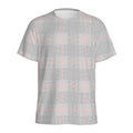 Grey Prince of Wales Check Print Men's Athletic T-Shirt