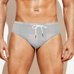 Grey Prince of Wales Check Print Men's Swim Briefs