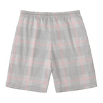 Grey Prince of Wales Check Print Men's Swim Trunks