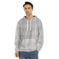 Grey Prince of Wales Check Print Men's Velvet Pullover Hoodie