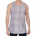 Grey Prince of Wales Check Print Men's Velvet Tank Top