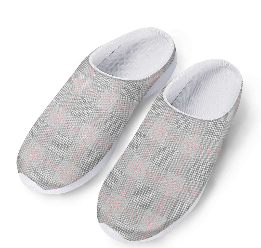 Grey Prince of Wales Check Print Mesh Casual Shoes