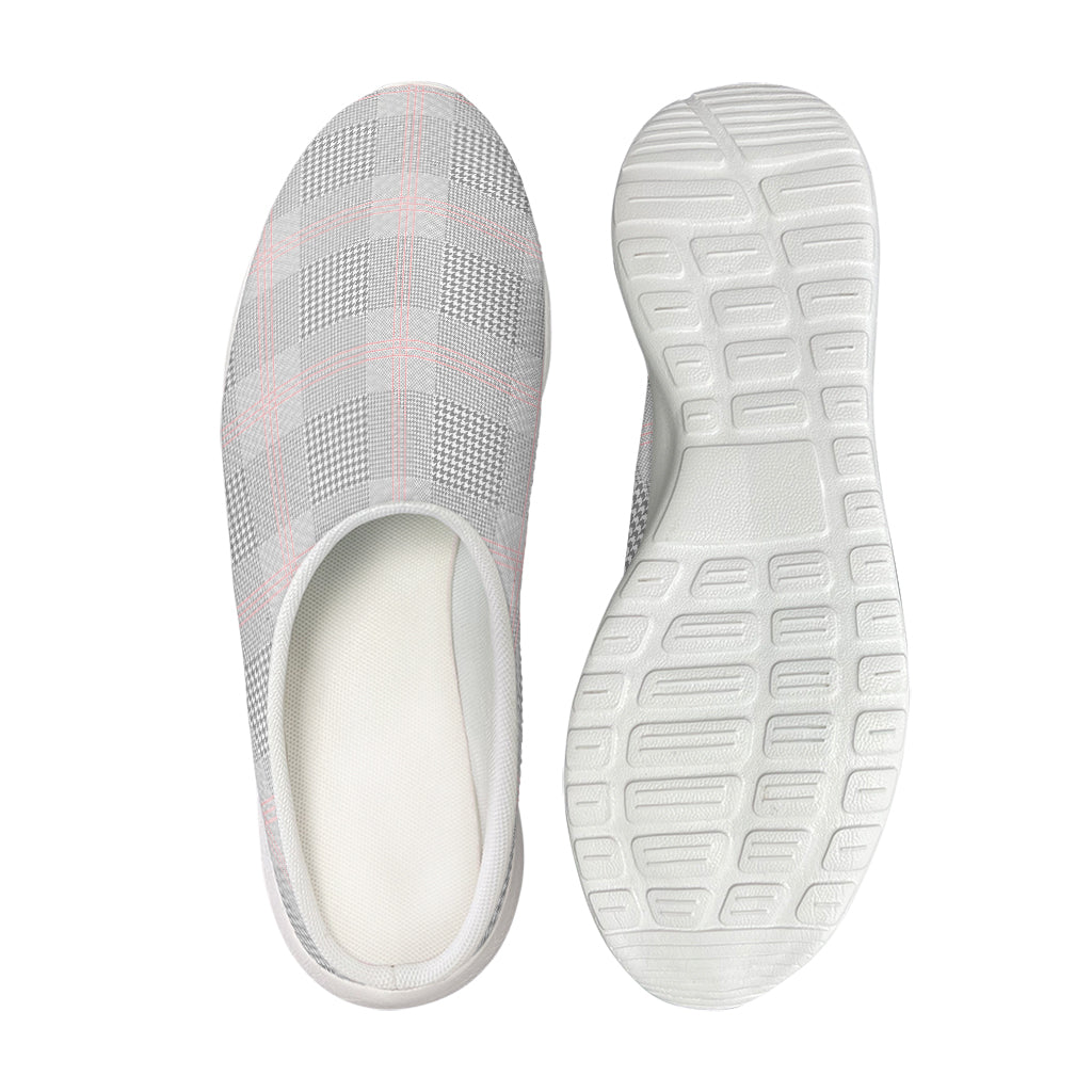Grey Prince of Wales Check Print Mesh Casual Shoes
