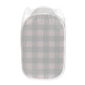 Grey Prince of Wales Check Print Mesh Laundry Hamper