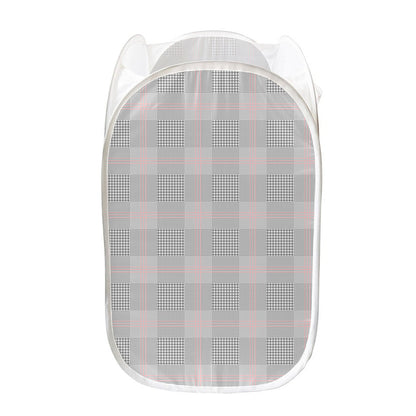 Grey Prince of Wales Check Print Mesh Laundry Hamper