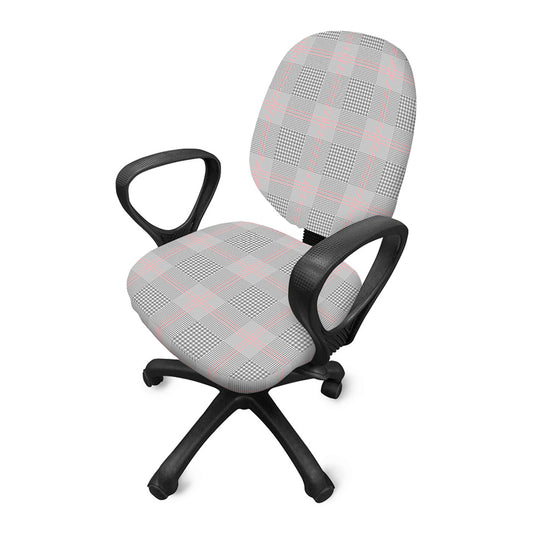 Grey Prince of Wales Check Print Office Chair Cover