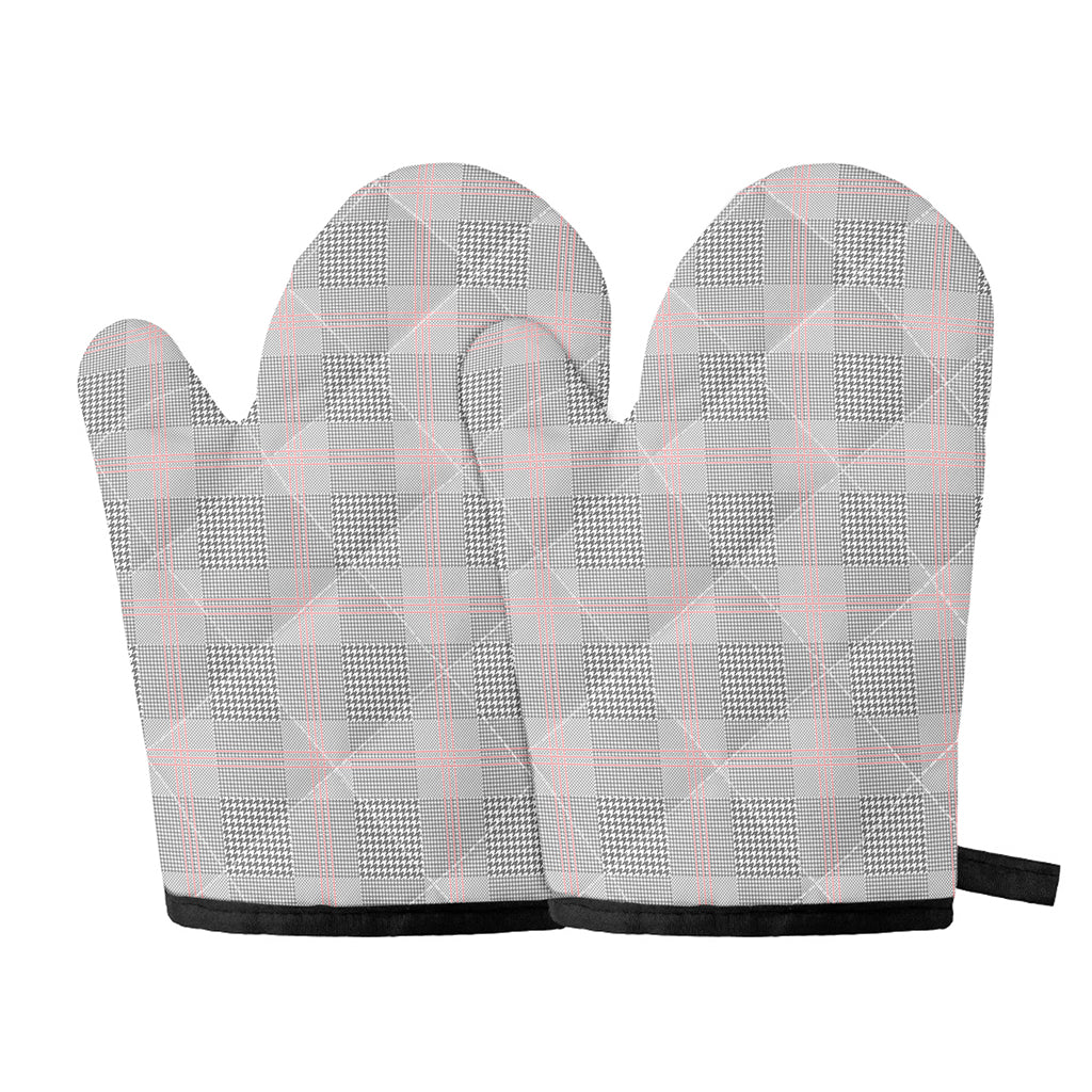 Grey Prince of Wales Check Print Oven Mitts