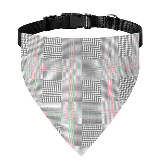 Grey Prince of Wales Check Print Over The Collar Dog Bandana
