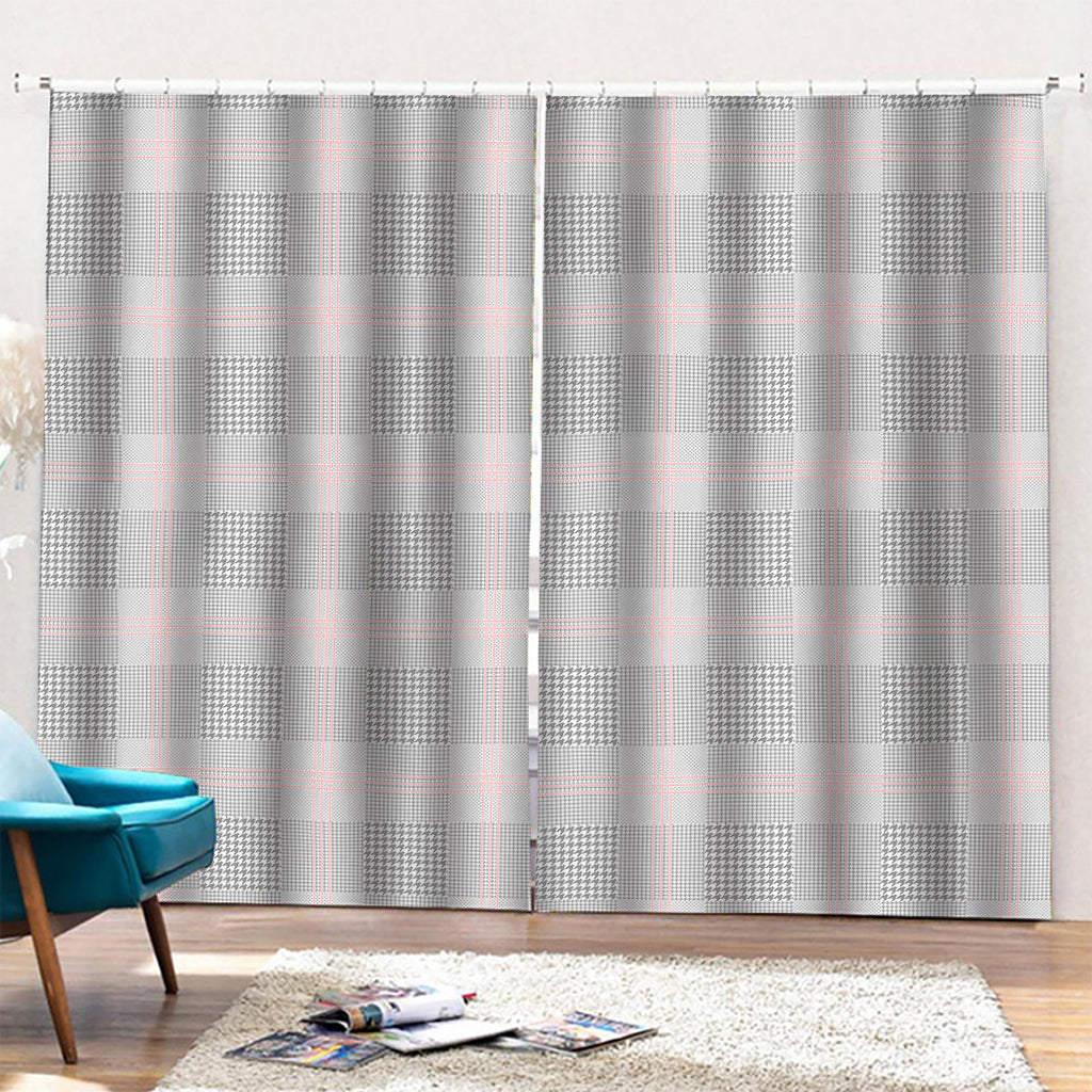 Grey Prince of Wales Check Print Pencil Pleat Curtains
