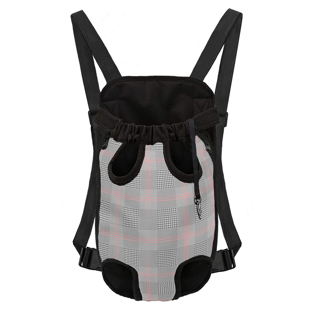 Grey Prince of Wales Check Print Pet Carrier Backpack