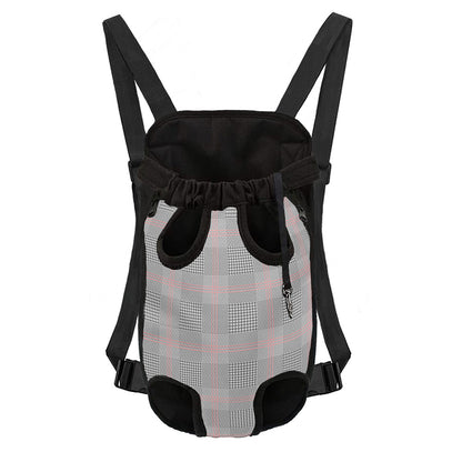 Grey Prince of Wales Check Print Pet Carrier Backpack