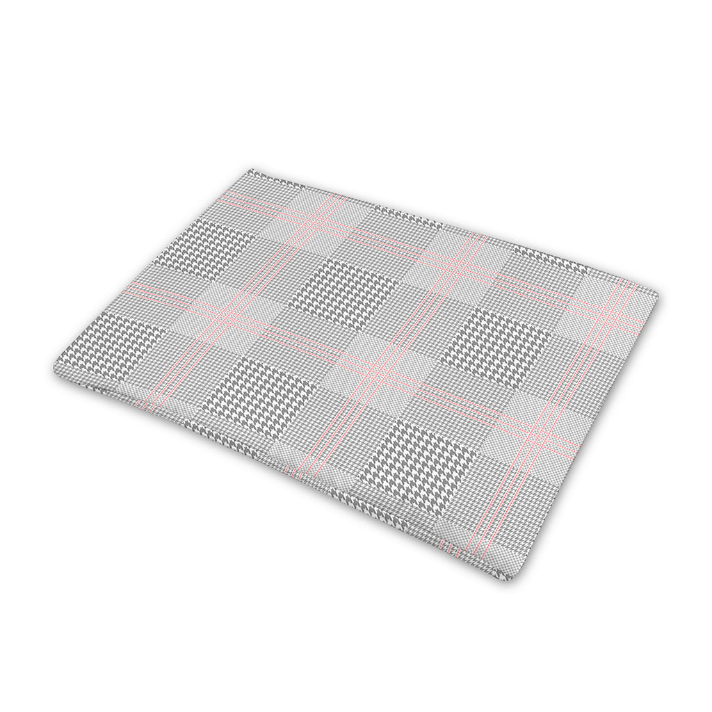 Grey Prince of Wales Check Print Pet Cooling Mat Cover