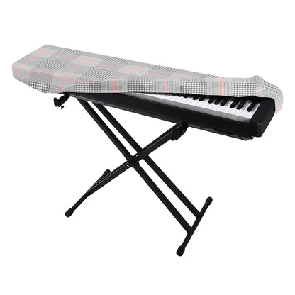 Grey Prince of Wales Check Print Piano Keyboard Cover