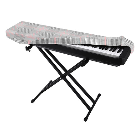 Grey Prince of Wales Check Print Piano Keyboard Cover
