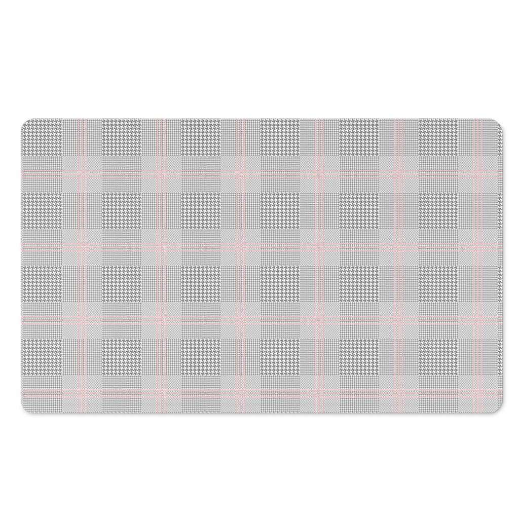 Grey Prince of Wales Check Print Polyester Doormat