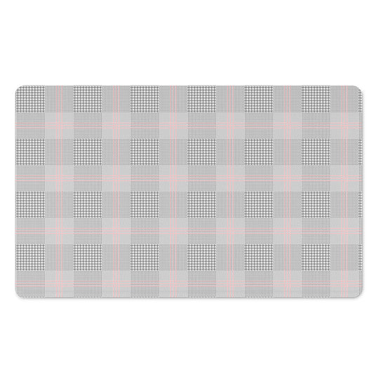Grey Prince of Wales Check Print Polyester Doormat