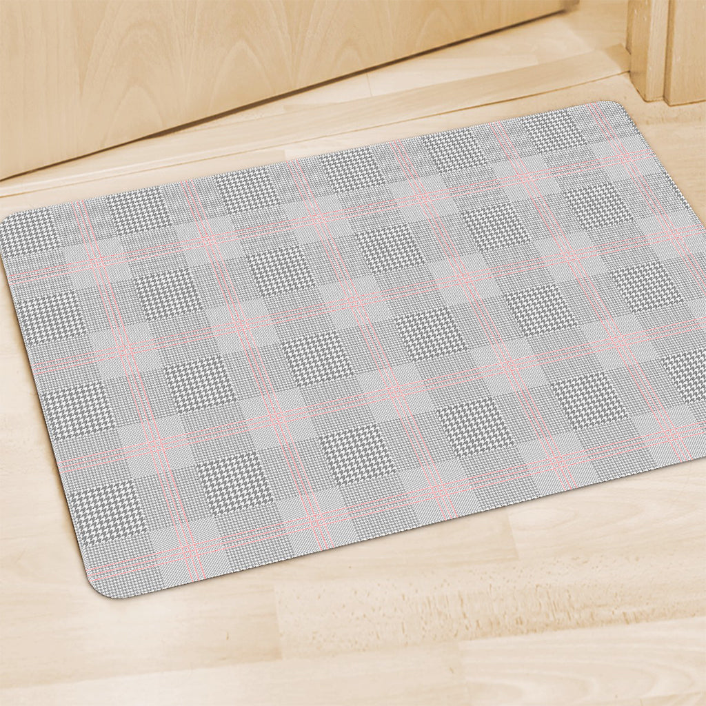 Grey Prince of Wales Check Print Polyester Doormat