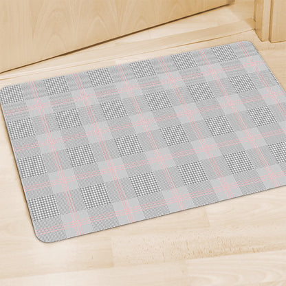 Grey Prince of Wales Check Print Polyester Doormat