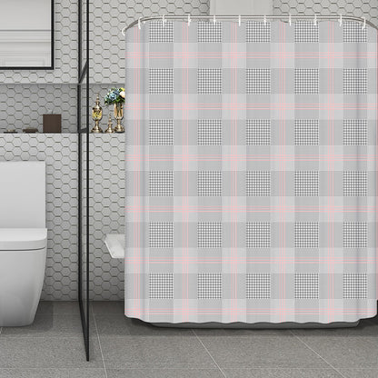 Grey Prince of Wales Check Print Polyester Shower Curtain