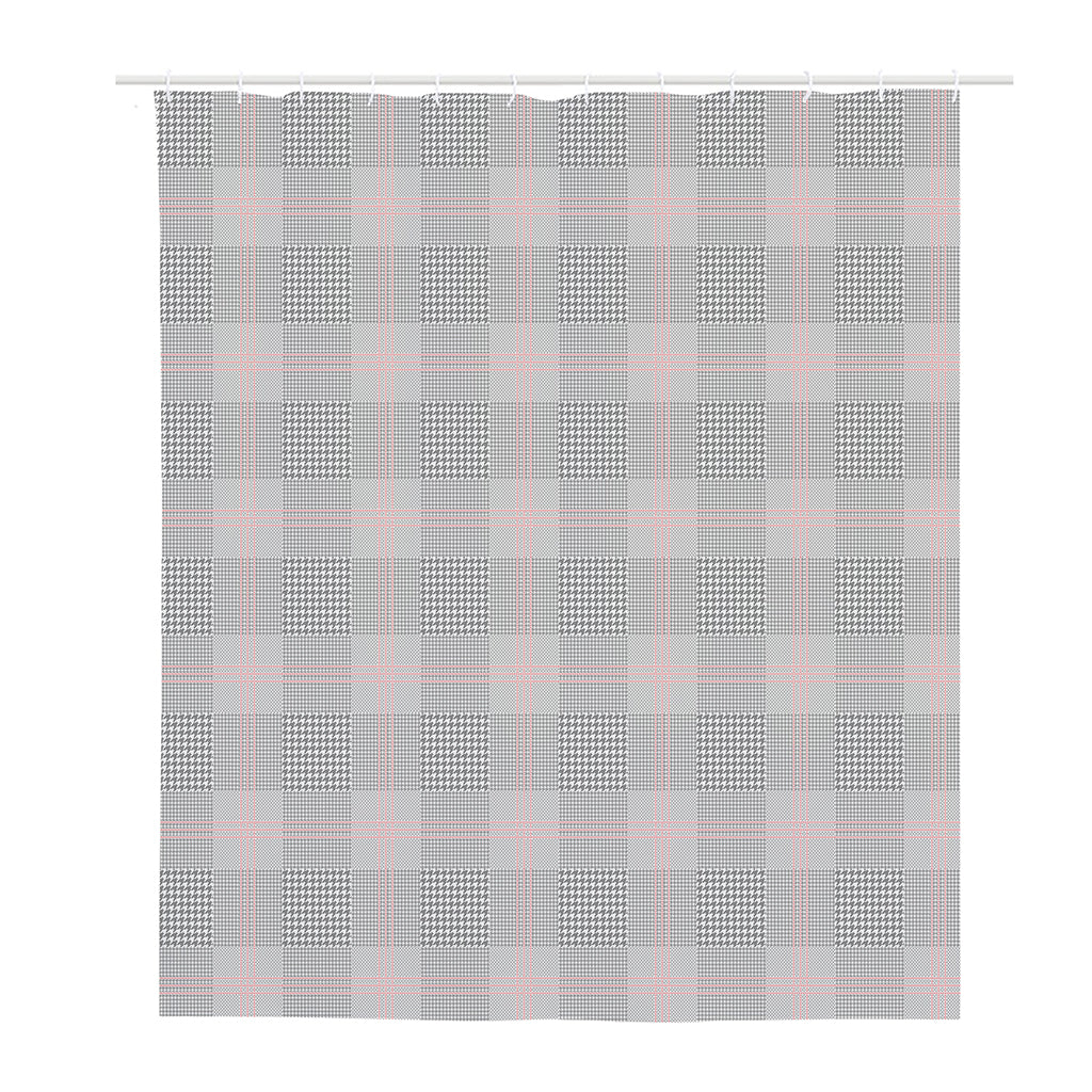 Grey Prince of Wales Check Print Polyester Shower Curtain