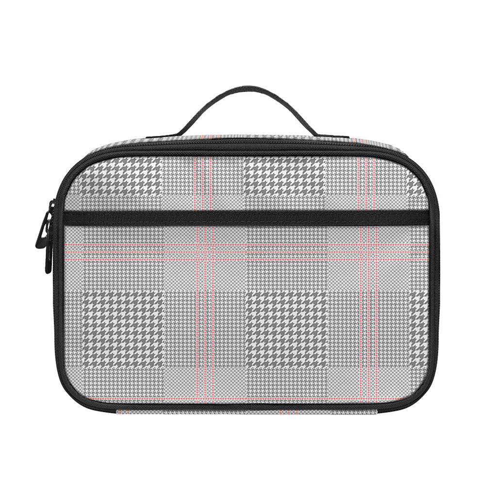 Grey Prince of Wales Check Print Portable Lunch Bag