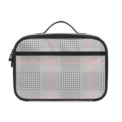 Grey Prince of Wales Check Print Portable Lunch Bag