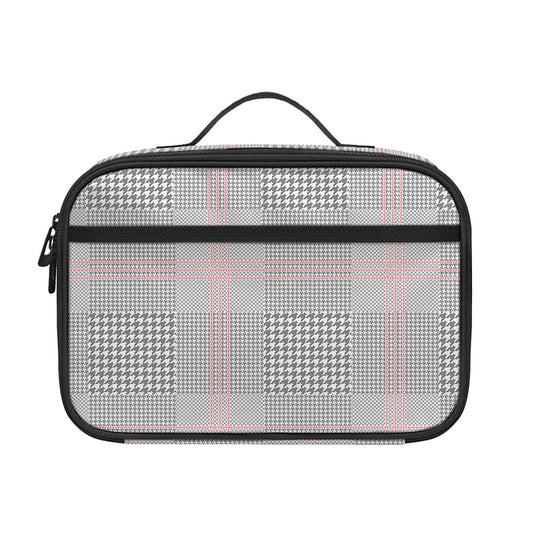 Grey Prince of Wales Check Print Portable Lunch Bag
