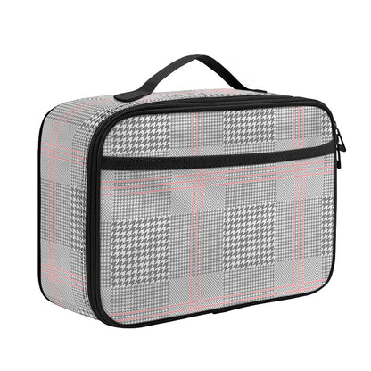 Grey Prince of Wales Check Print Portable Lunch Bag