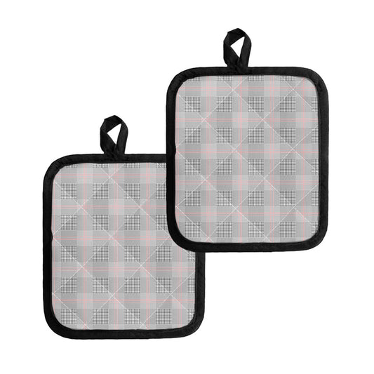 Grey Prince of Wales Check Print Pot Holders