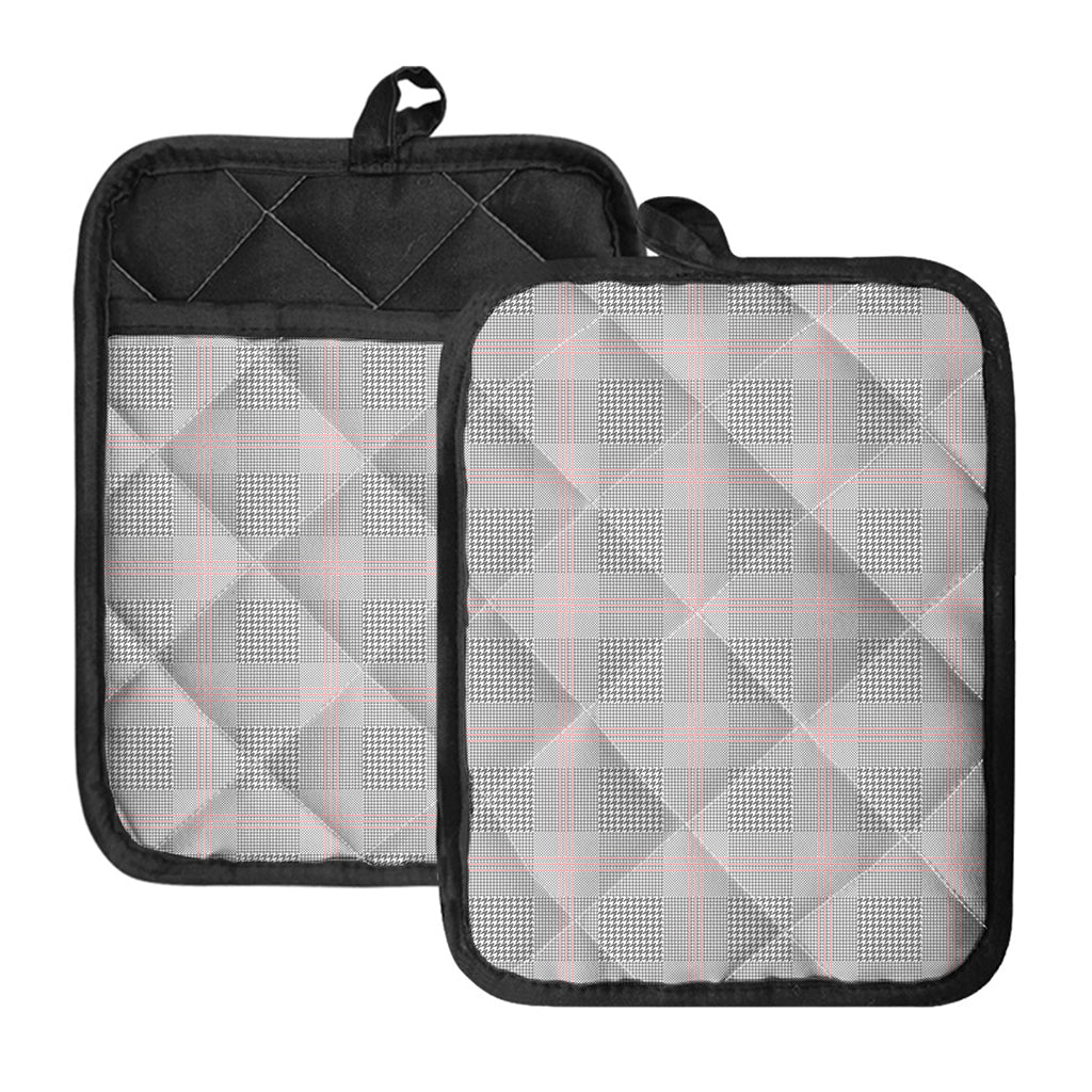 Grey Prince of Wales Check Print Pot Holders With Pocket