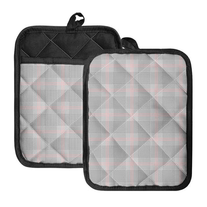 Grey Prince of Wales Check Print Pot Holders With Pocket