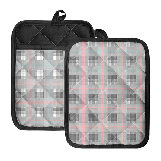 Grey Prince of Wales Check Print Pot Holders With Pocket