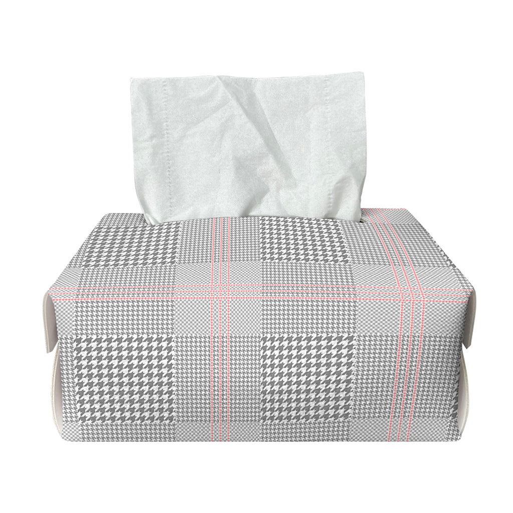 Grey Prince of Wales Check Print Rectangle Tissue Box Cover