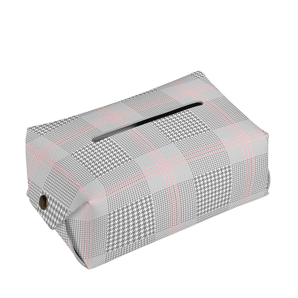 Grey Prince of Wales Check Print Rectangle Tissue Box Cover