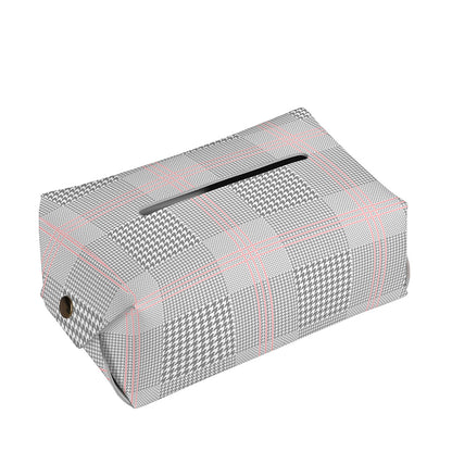 Grey Prince of Wales Check Print Rectangle Tissue Box Cover
