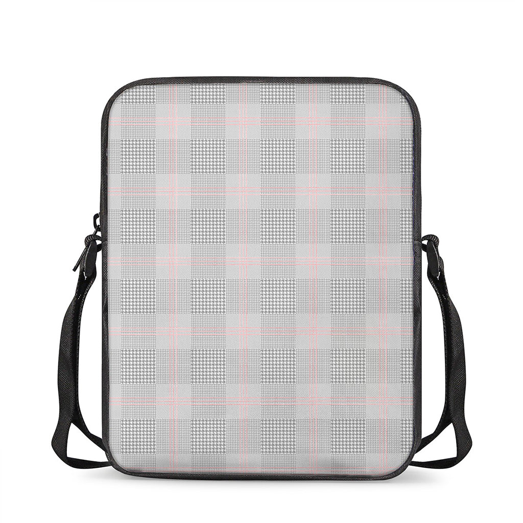 Grey Prince of Wales Check Print Rectangular Crossbody Bag