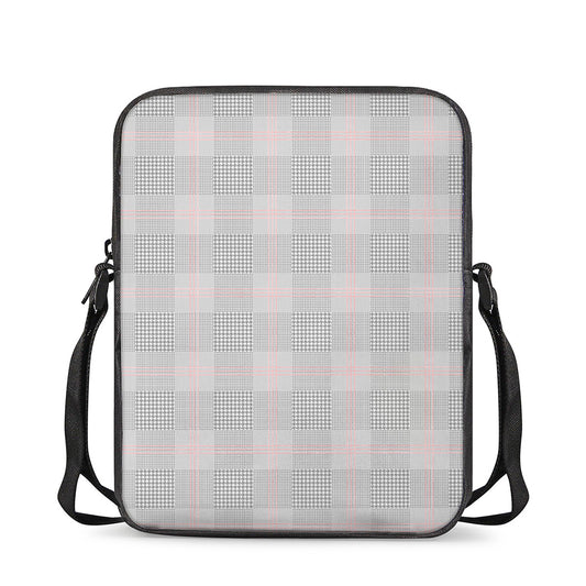 Grey Prince of Wales Check Print Rectangular Crossbody Bag