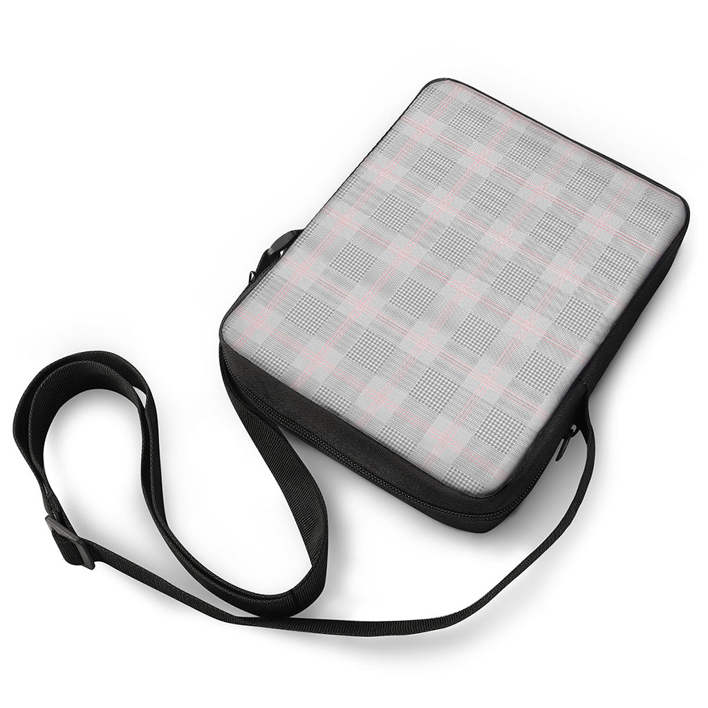 Grey Prince of Wales Check Print Rectangular Crossbody Bag
