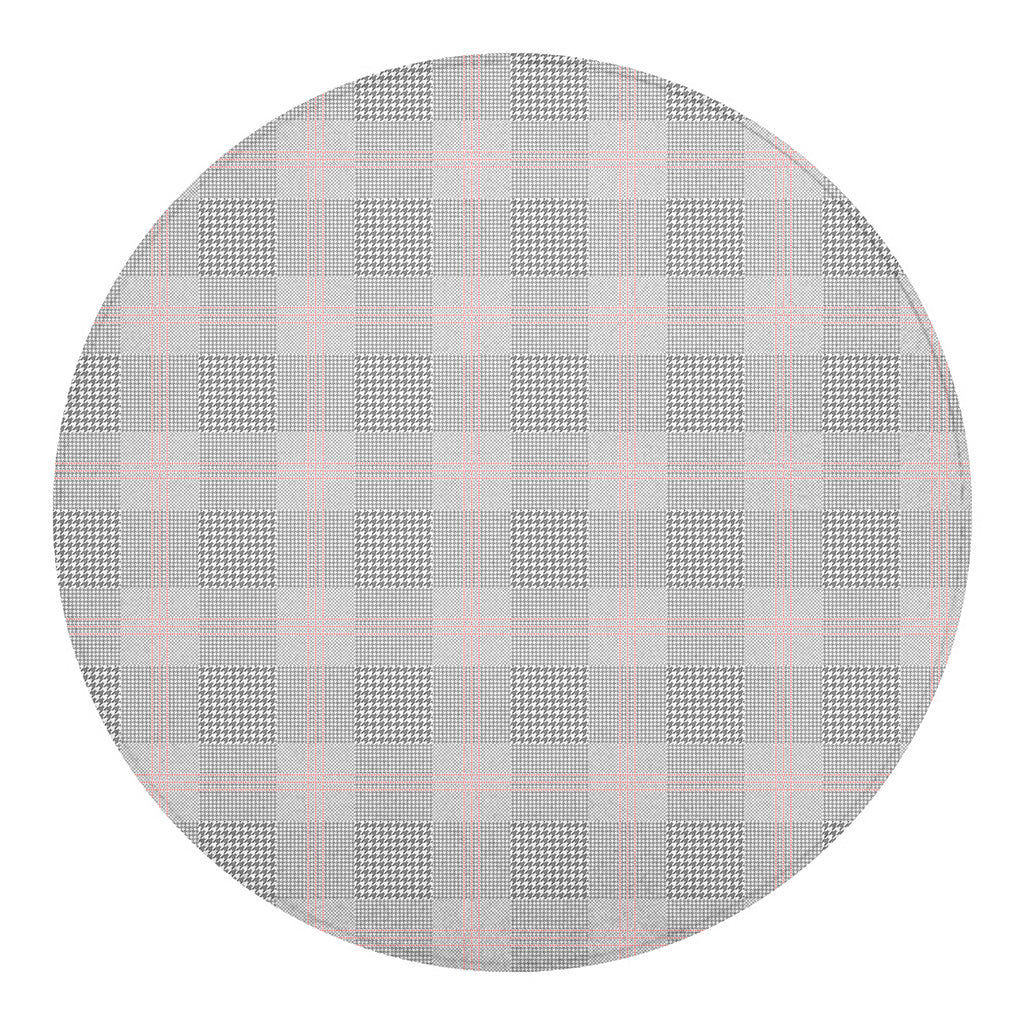 Grey Prince of Wales Check Print Round Blanket