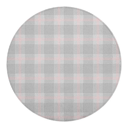 Grey Prince of Wales Check Print Round Blanket